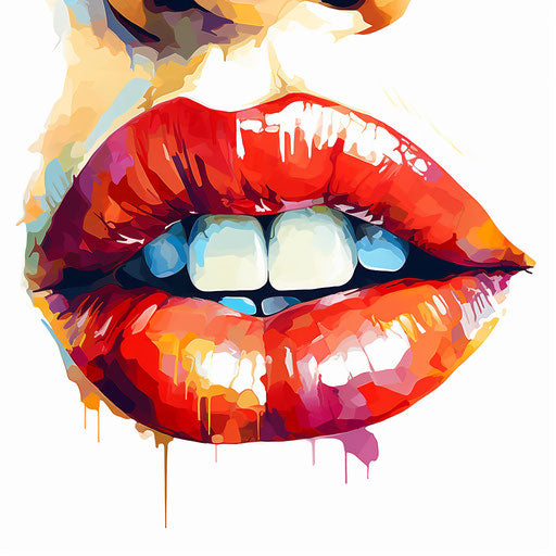 Clipart of mouth in the style of Impressionistic Art, on white background