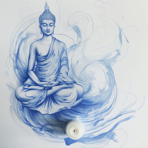 Zen tattoo sketch of a Buddha in meditation