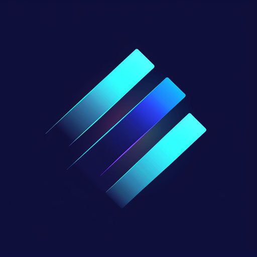 Sleek cool logo with clean lines on a blue gradient background