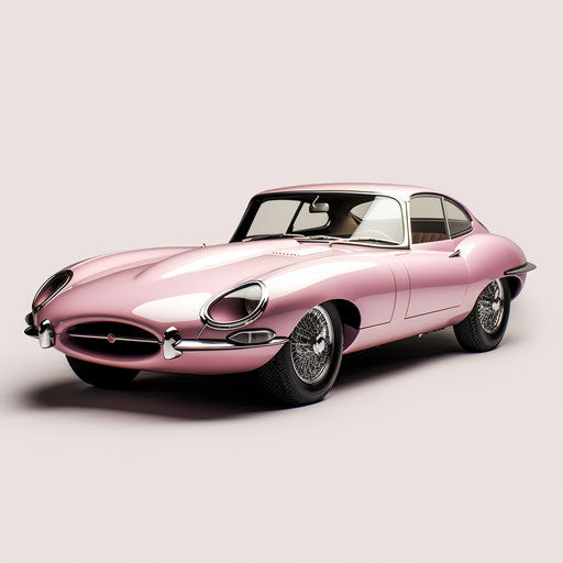 Light pink metallic jaguar e type car