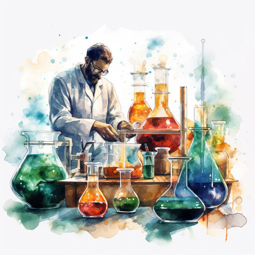 Laboratory clipart in the style of Oil painting, on a white background