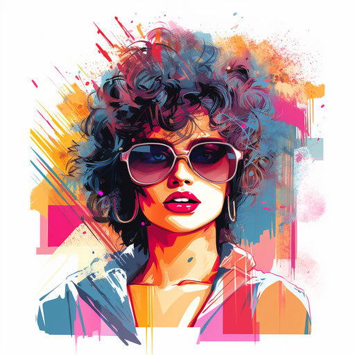 80s clipart in the style of Impressionistic Art, on a white background