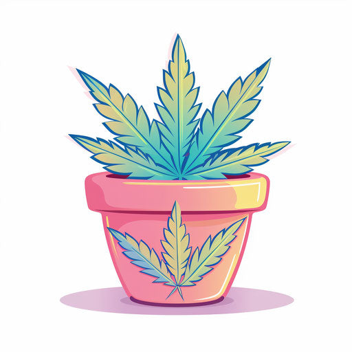 Pot in Pastel Colors Art style, on white background