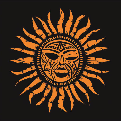 Tiny tribal sun, in the style of Humberto Ramos