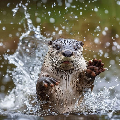 Spin of a playful otter in the water