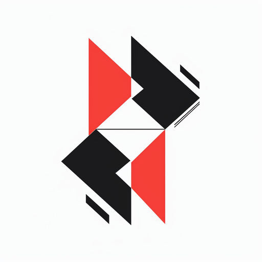 Geometric new logo with bold shapes on a white background