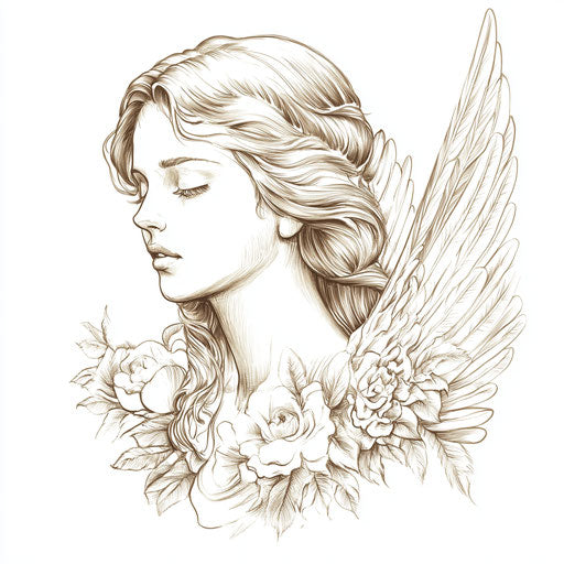 Angel neck tattoo with dreamy quality