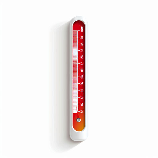 Realistic thermometer on flat white background