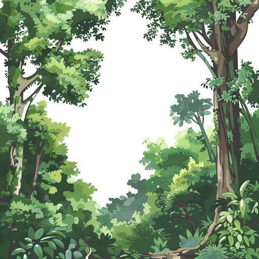 Realistic forest on white background with rich color palette