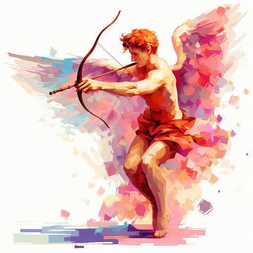 Cupid clipart in the style of Impressionistic Art, on white background