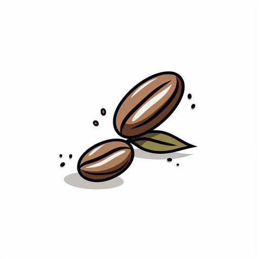 Coffee bean illustration in Minimalist style, on white background