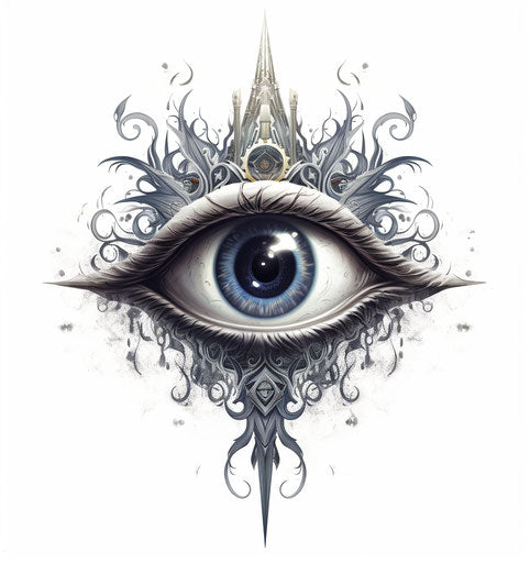 All-Seeing Eye Surrounded by Swirl Pattern, Gothic Style
