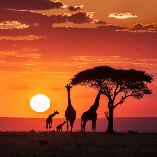 Serene sunrise over the African savanna