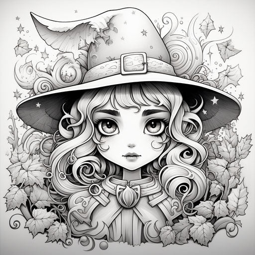 A cute witch coloring book for Halloween