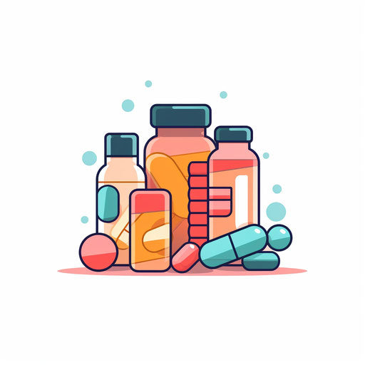 Minimalist medication illustration on white background