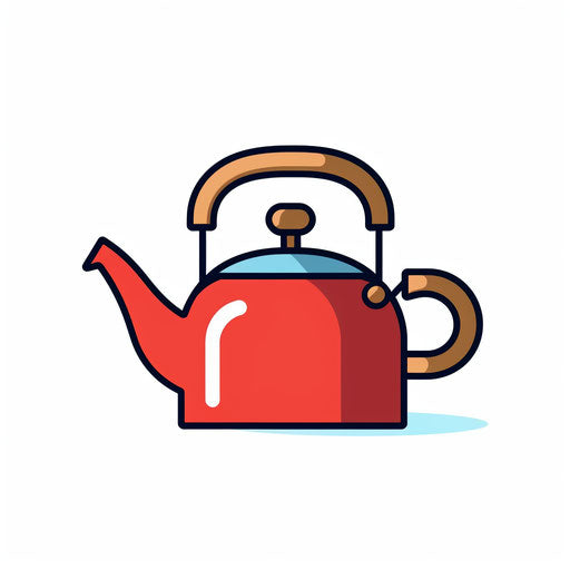 Minimalist kettle illustration on white background