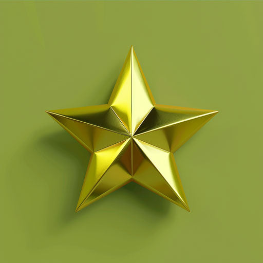 Golden star on chartreuse background, surreal brightness
