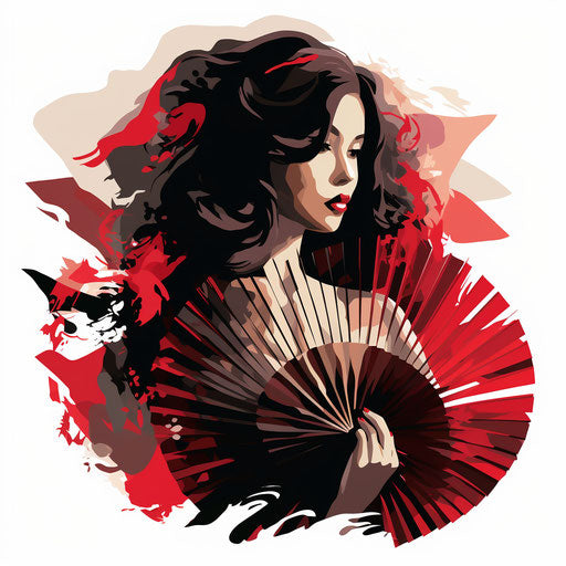 Fan clipart in the style of Chiaroscuro Art, on a white background