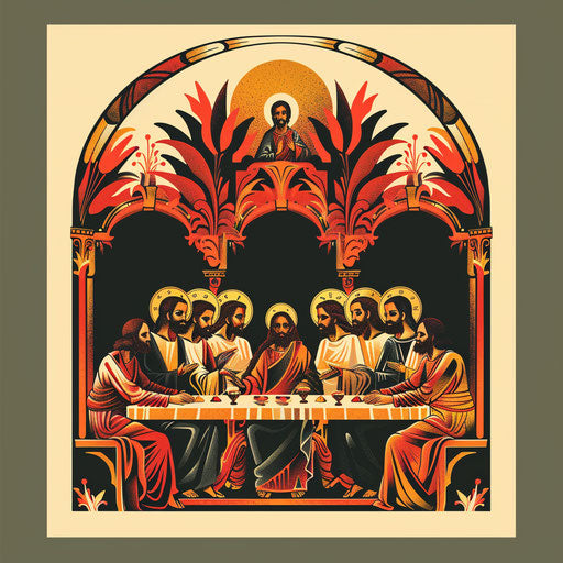 Harmonious flat tattoo sketch of the Last Supper