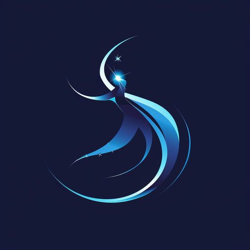 Fitness logo with dynamic swoosh on dark blue background
