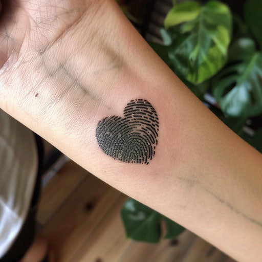Fingerprint heart tattoo with Earth theme