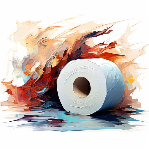 Toilet paper in Impressionistic Art style on white background