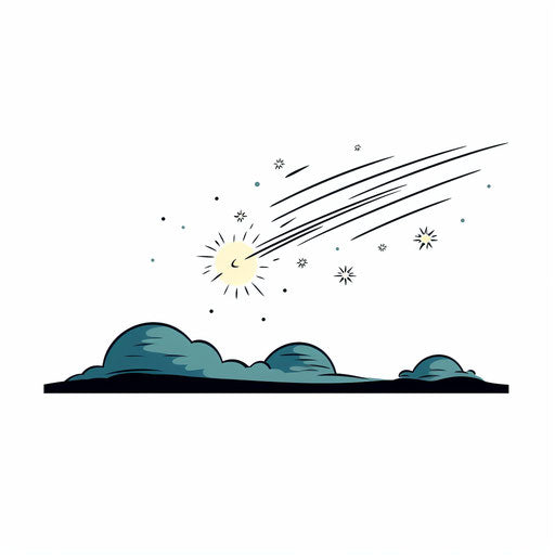 Shooting star clipart in Minimalist style, on white background