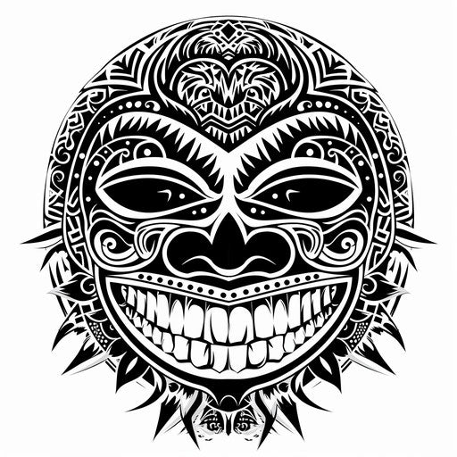Traditional tribal style smiling face tattoo