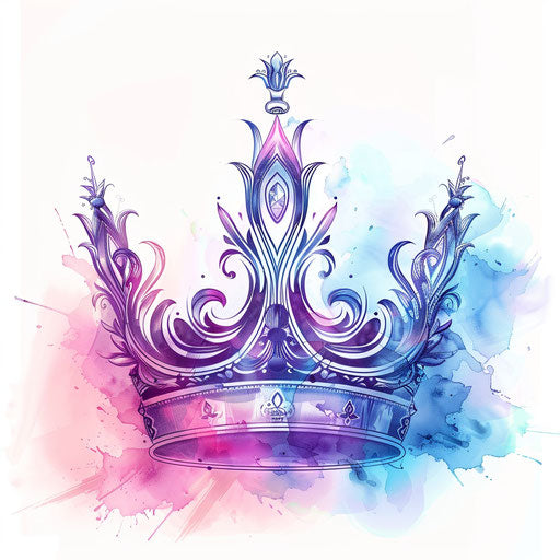 Watercolor style queen crown tattoo design