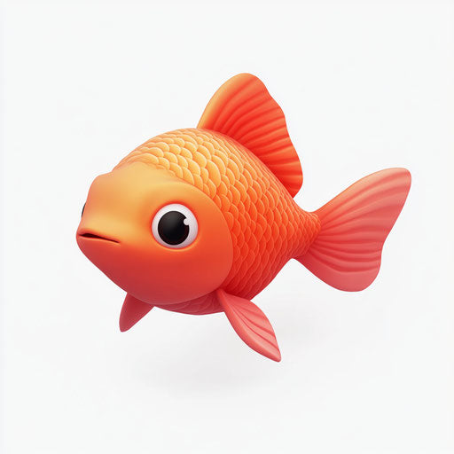 3D goldfish on flat white background