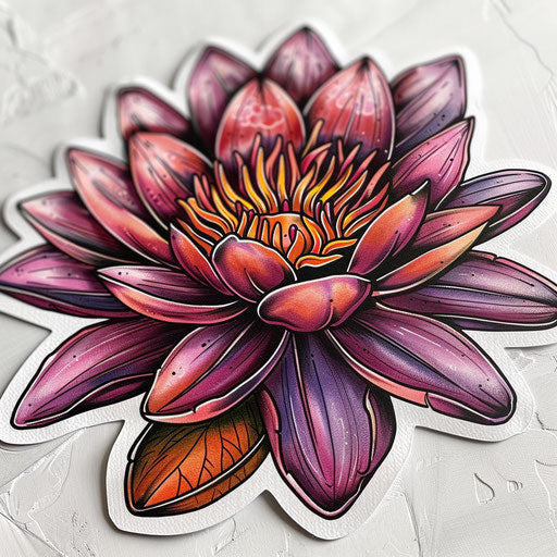 Neo-traditional water lily tattoo design