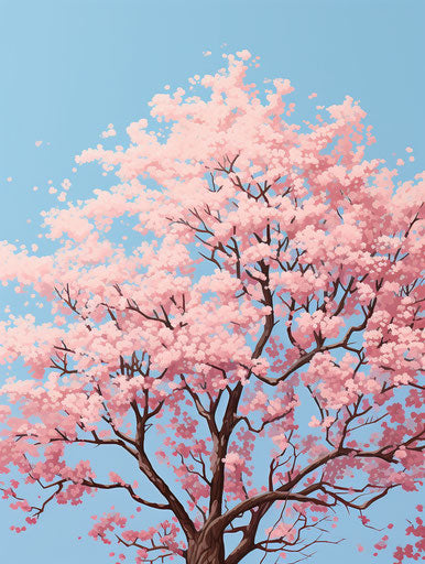 Cherry blossom tree in spring against blue sky