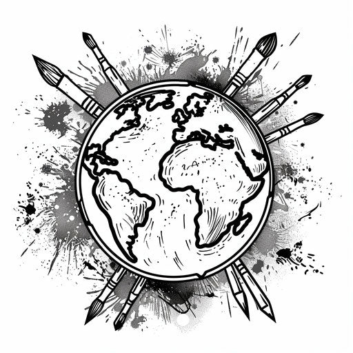 Colorful earth with paint splatters