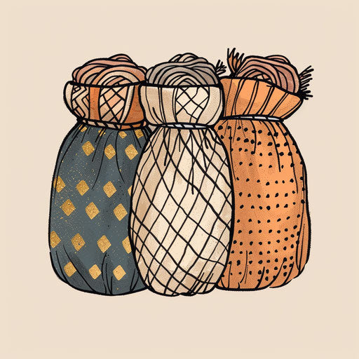 Three dots cozy under patterned blankets