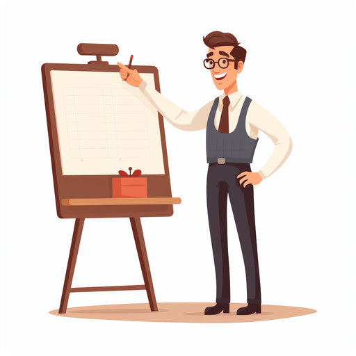 Teacher teaching clipart in the style of Minimalist, on a white background