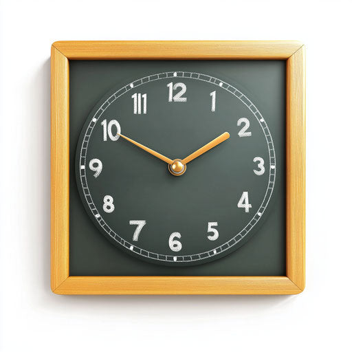 3D Classroom Clock on flat white background, isolated clipart