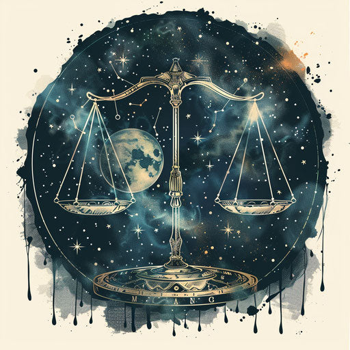 Stylized tattoo sketch of the Libra constellation