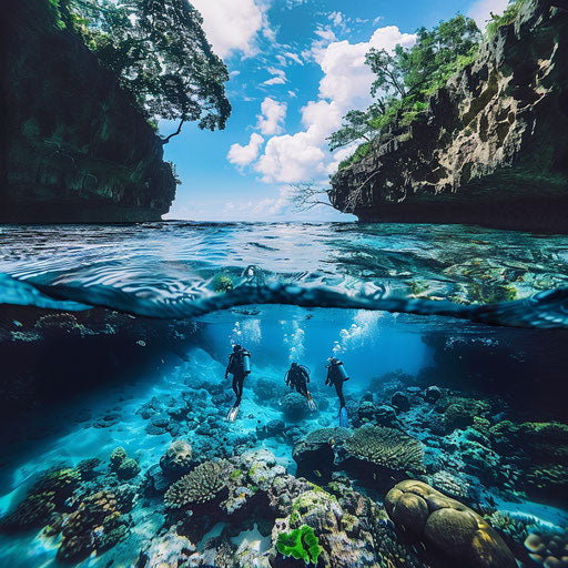 Exploring coral reefs by divers