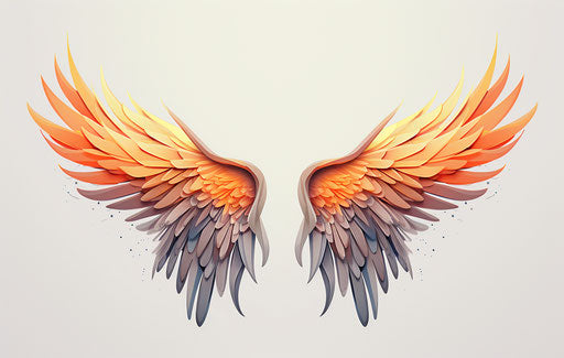 Two wings hand-drawn in geometric forms