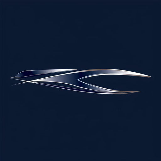 Corporate car logo with clean lines and a metallic finish on navy blue background