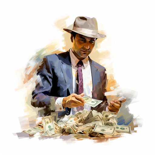 Money clipart in the Impressionistic Art style, on white background