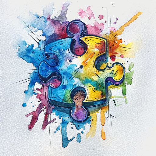 Vibrant puzzle for autism awareness, merging colors