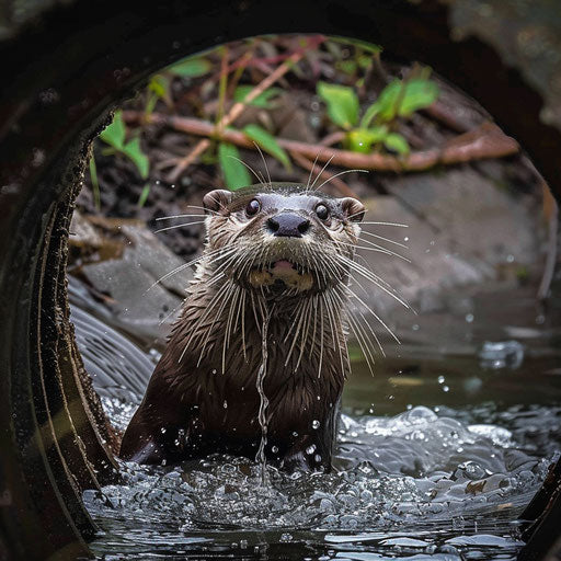 An otter building a dam