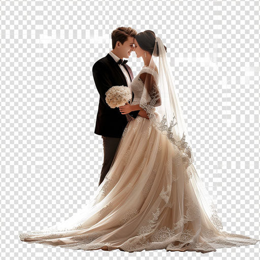 Marriage clipart in photo realistic style with random background