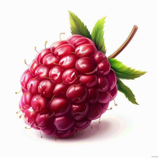 Raspberry clipart in photo realistic style with flat white background