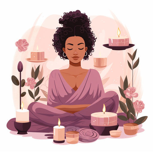 Self care clipart in the style of Chiaroscuro Art, on a white background