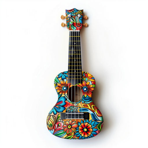 Ukulele clipart in photo realistic style with flat white background