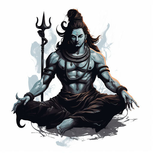 Shiva clipart in the style of Chiaroscuro Art, on white background