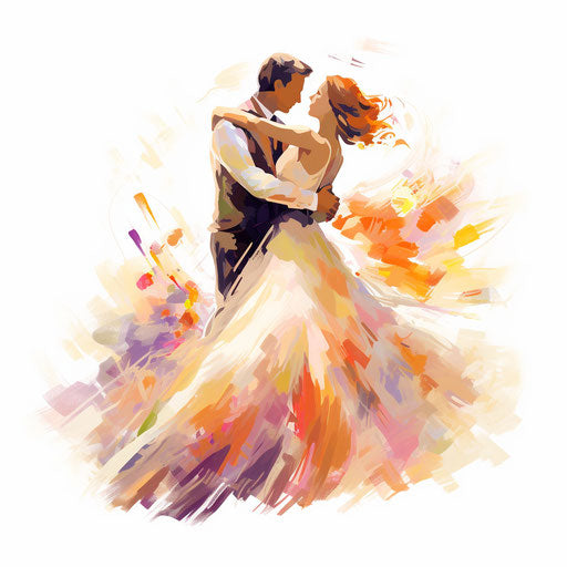 Dance clipart in the style of Impressionistic Art, on white background