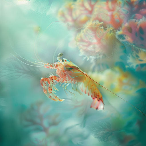 Mantis shrimp in a misty underwater scene